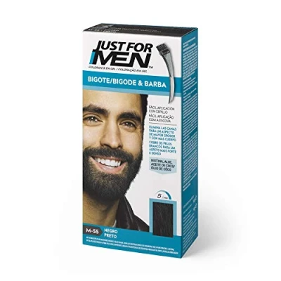 Imagen de Just For Men Tinte Bigote Y Barba, Elimina Las Canas Para Una Apariencia Más Espesa Completa, Con Pincel Aplicador Incluido, Color Negro, M55