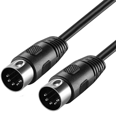 Imagen de CABLEPELADO Cable audio DIN 5 pines MIDI Pin para Instrumentos de controlador MIDI, Teclado Piano Secuenciador Batería Procesador Efectos Muestreador Pedal Multiefecto Negro 2 Metros