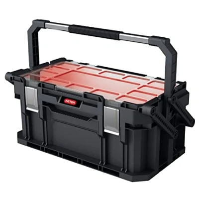 Imagen de Keter 233848 Connect Canti Tool, Caja de herramientas, Color negro y rojo, 56.5 x 31.7 25.1 cm