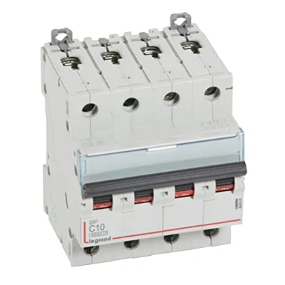 Imagen de Legrand 407926E, Interruptor Automático Magneto Térmico, 4P, 10A, Curva C, 10 kA, 4 módulo, DX3
