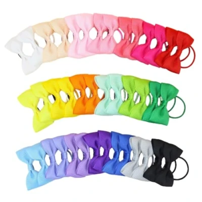 Imagen de Juego de 40 Elásticos Colores con Lazos para el Cabello Niñas, Accesorios Perfectos Coletas, Bebés y Niñas