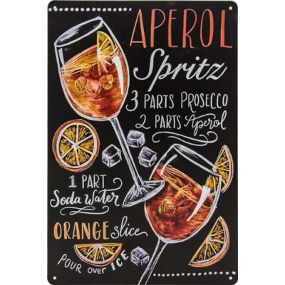 Imagen de 30 x 20 cm cartel de chapa retro, bar, receta cóctel, sensación verano Aperol Spritz Prosecco