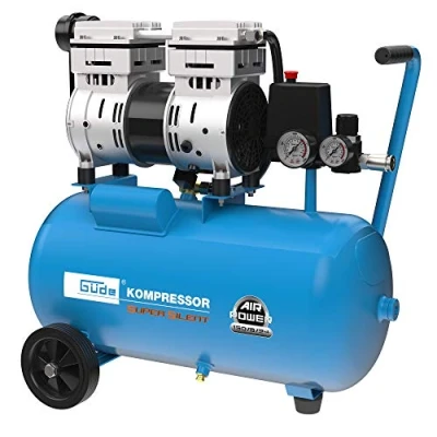 Imagen de Güde Compresor Airpower 150/8/24 Silent (libre de aceite, silencioso, máx. 8 bar, 1100 W, caldera 24 l, eff. Cantidad suministro: 130 l/min, reductor presión, 2 manómetros, válvula