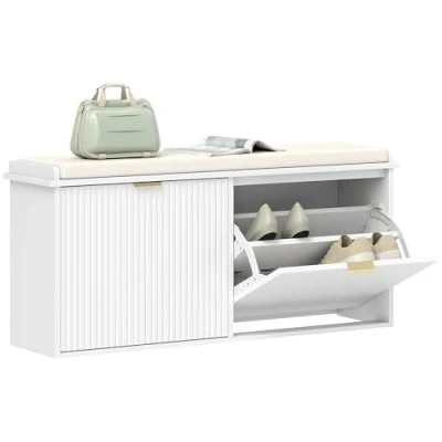 Imagen de Banco zapatero mdf homcom, hogar muebles de recibidor