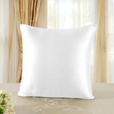Imagen de TOWNSSILK Funda de Almohada 100% Seda Morera, cuida el Cabello y la Piel, Ambos Lados 19 Momme, 1 Unidad,Blanco， 40 x 40cm