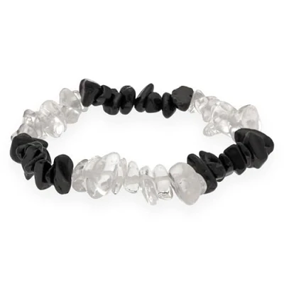 Imagen de Vida Fuente Plus Cristal de Roca + schörl Negro Turmalina Splitter Brazalete Pulsera