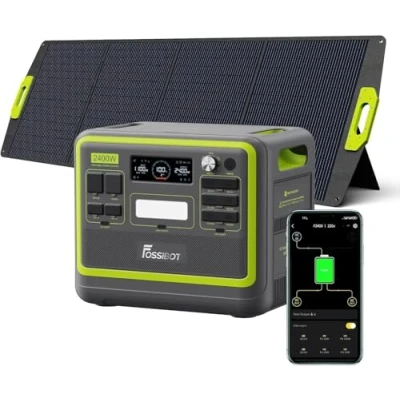 Imagen de FOSSiBOT F2400 Generador Solar Portatil, Panel de 200W, Batería LiFePO4 2048Wh, Carga del 80% en 1,5 Horas, Salida 2400W CA (4800W Pico), Estacion Energia Portatil para Camping, Viajes