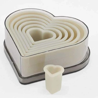 Imagen de Thermohauser 8300031465 Juego de cortadores galletas (nailon), diseño corazón liso, color blanco 2,5 11,2 cm, 7 piezas.