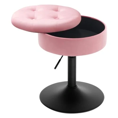 Imagen de WOLTU Taburete Giratorio, Bar Terciopelo con Tapa Extraible, Tocador para Almacenaje, Altura Ajustable Entre 49,5 65 cm, Salon y Dormitorio, Rosa, BH329rs 1