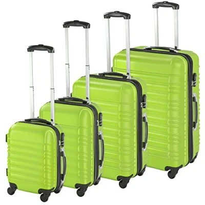 Imagen de tectake® Juego de 4 Maletas Rígidas Plástico ABS, Tamaños XL L M S, Set Viaje con Ruedas 360º, Cerradura Combinación, Asa Telescópica Aluminio, Interior Compartimentado verde