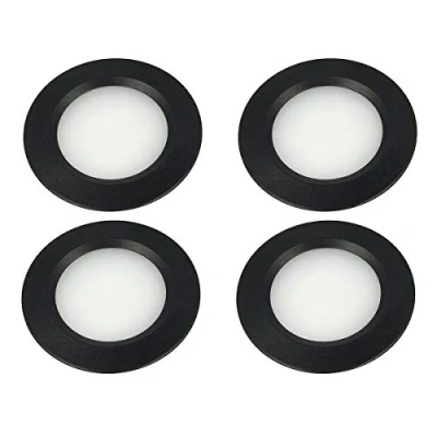 Imagen de LEDLUX 4 Piezas Mini Led Downlight Redondo Delgado 3W DC 12V 24V Agujero 50mm Para Luces Cocina Baño Camper (Negro, 3000K)