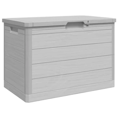 Imagen de vidaXL Baúl para Cojines Polipropileno Gris 77,5x44,5x53 cm, contenedor Cojines, Caja de jardín, Caja, almacenaje