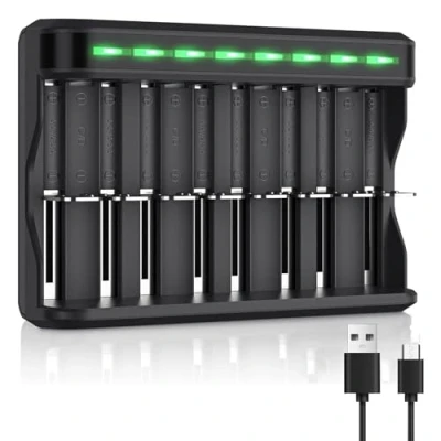 Imagen de BONAI Cargador Pilas Recargables Universal, Inteligente LED Carga Rápida de Batería con Salida USB, para AA AAA SC C D Ni MH/Ni CD