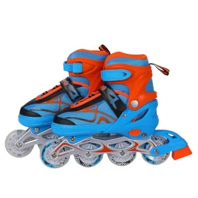 Imagen de Endless EL1027 Inline Adjustable Skates Large 39 EUR (UK 5.5) 43 9) for 12 Years and Above Blue, Orange Aluminium Chassis 70 mm PU Wheels All Flash, ABEC 7 Bearings