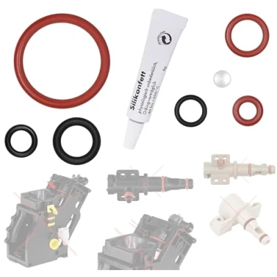 Imagen de Juego de mantenimiento juntas tóricas compatibles con Philips Saeco Gaggia RI SM HD EP SUP, grupo preparación Supportventi, boquilla salida para cafetera, incluye tubo grasa silicona