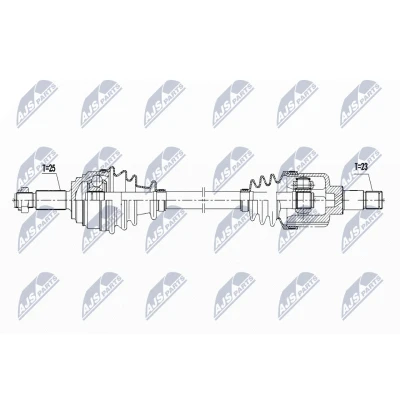 Imagen de NTY NPW FR 167 Árbol de transmisión Eje delantero, izquierda 620 Caja cambios manual