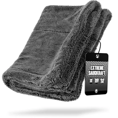 Imagen de Nuke Guys Gamma Dryer L paño de Secado Ultra Absorbente 1400 gsm Gris 40 x 60 cm sin Pelusas, Fibras Suaves Redondeadas, arañazos, Grande Microfibra Premium para Coche, Moto