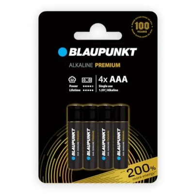 Imagen de BLAUPUNKT AAA Pilas alcalinas Premium, Paquete de 4, lo Mejor para mandos Juegos, Juguetes, LR03BPR/4CP