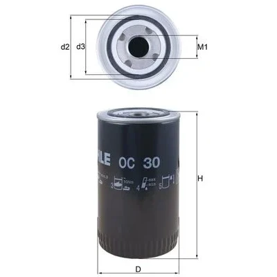 Imagen de MAHLE ORIGINAL OC 30 Filtro de aceite con válvula bloqueo retorno enroscable MAN: TGX, SCANIA: P,G,R,T series, MERCEDES BENZ: ATEGO