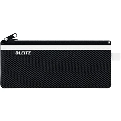 Imagen de Leitz WOW Estuche de lápices con 2 Bolsillos, Cremallera Nailon, Lavable, óptimo, Mediana (21x8,5 cm) Negro