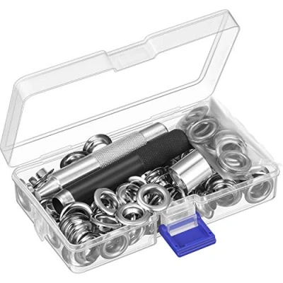 Imagen de Kit de herramientas ojales, herramienta ajuste ojales y 100 juegos con caja almacenamiento (1/2 pulgada diámetro interior)