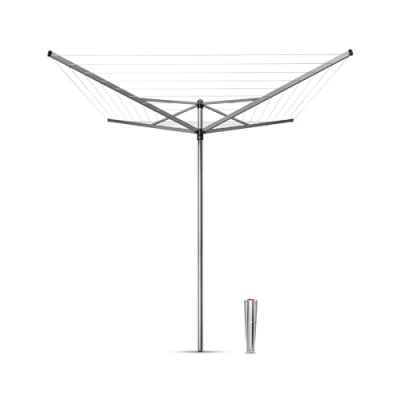 Imagen de Brabantia Tendedero Rotary Topspinner con Soporte para jardín Sistema Tipo Paraguas Cuerdas resisitentes a los Rayos UV Antideslizantes Gira Facilidad Metallic Gris 40m