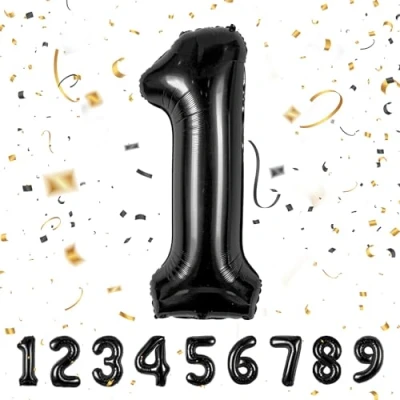 Imagen de Globos de Cumpleãnos 1 Negro,101 CM Globo Numeros Gigantes Grandes Decoracion,Globo Numero 1,Globos Niño Niña Adultos,Vuelan con Helio…