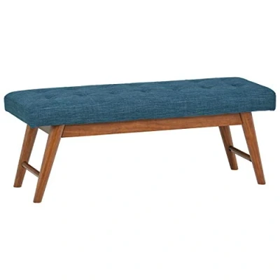 Imagen de Amazon Basics Haraden Banco tapizado moderno, estilo capitoné, 112 cm, azul marino (Antes éramos Rivet)
