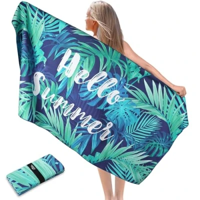 Imagen de Toalla Playa Grande, 90x180cm Microfibra Prevención de Arena, Toallas Ligera y Secado Rápido, Aplicable a Playa,Gimnasio,Viajes,Sauna