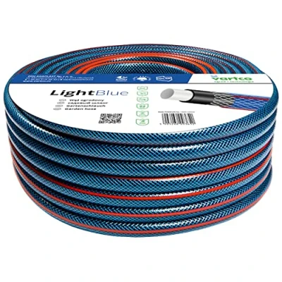 Imagen de Vartco Light Blue Manguera de agua 4 capas para riego jardín, flexible, poliéster, resistente a los rayos UV, 22 bares (30 m)
