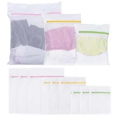 Imagen de Bolsa de lavandería para lavadora, paquete 9 unidades, red lavandería, bolsas adecuadas chaquetas, suéteres, camisas, calcetines, vaqueros, peluches, etc.
