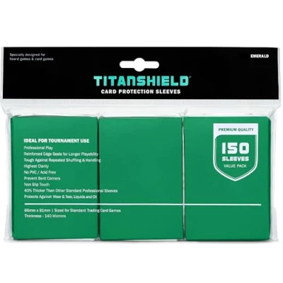 Imagen de TitanShield 150 fundas para cartas coleccionables de tamaño estándar, color esmeralda, Magic The Gathering MTG, colección béisbol, Dropmix