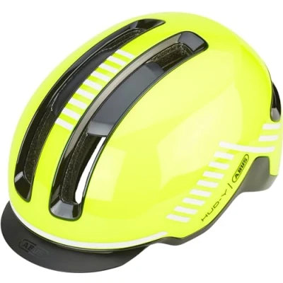 Imagen de ABUS Urban Helmet HUD y con luz LED trasera magnética recargable cierre magnético casco de bicicleta moderno para uso diario hombre mujer amarillo brillante, talla S (51 55 cm)