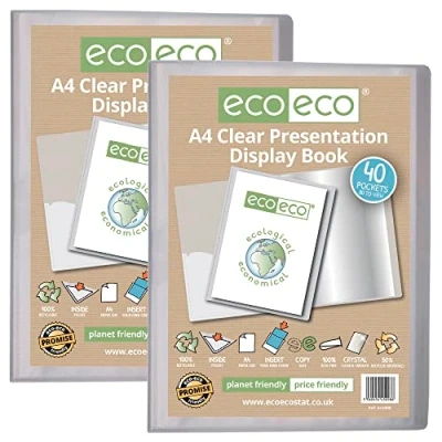 Imagen de eco Eco098x2 Cuaderno de presentación (tamaño A4, 50% reciclado, 40 bolsillos, transparente