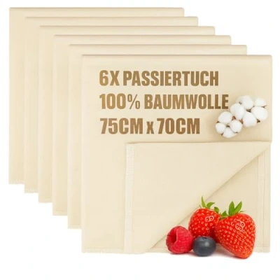 Imagen de COM FOUR® 6x Ropa panadero, estopilla, Paño para colar, 100% algodón Paños tejidos la preparación de masas Reutilizables, resistentes desgarro con alta humedad lino hornear pan
