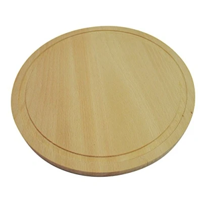 Imagen de Tabla de cortar circular madera 25,4 cm y 25 cm, maciza, redonda, lisa con línea redonda