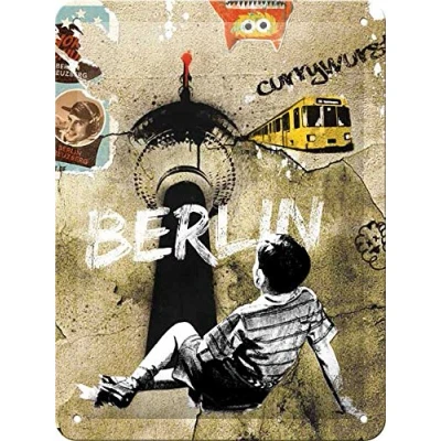 Imagen de Nostalgic Art Cartel de Chapa Retro Berlin Street Idea Souvenir y Regalo, metálico, Diseño Vintage para decoración Pared, 15 x 20 cm