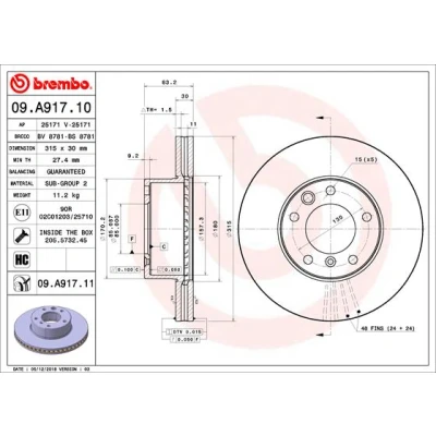Imagen de Disco de freno BREMBO 09.A917.11