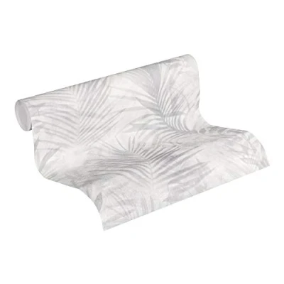 Imagen de Papel pintado Palmeras Neue Bude 2.0 Ed.II tejido no 10.05 m x 0.53 Gris Blanco Crema Fabricado en Alemania de A.S. Création 374115 37411 5
