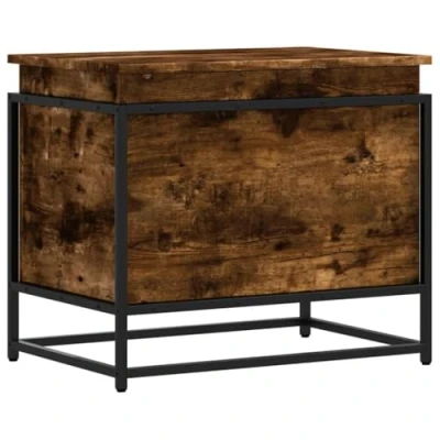 Imagen de vidaXL Caja de almacenaje con Tapa Madera Roble Ahumado 60x40x51,5 cm, Mantas, baúl almacenaje, Juguetes