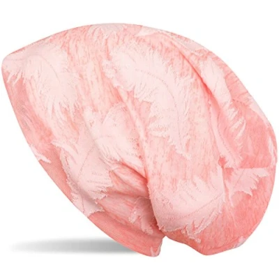 Imagen de styleBREAKER gorro beanie con motivo de plumas tejidas, slouch, largo, unisex 04024130, color:Albaricoque