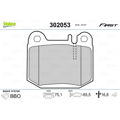 Imagen de VALEO 302053 Juego de pastillas freno FIRST Eje trasero excl. contacto avisador desgaste sin chapa antichirridos MERCEDES BENZ: Clase ML