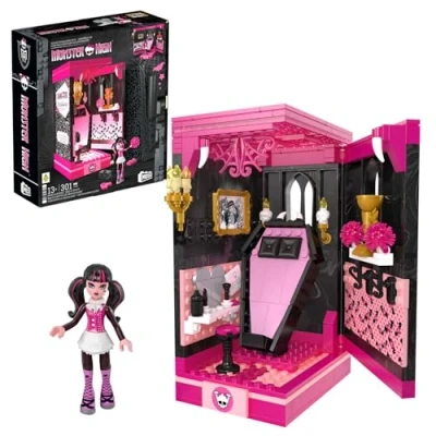 Imagen de MEGA Monster High Terrocripta de Draculaura, Set bloques construcción que se abre como un libro con figura acción, nook book, 301 piezas, juguete regalo para niños y niñas +13 años, HXJ88