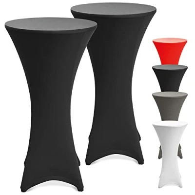 Imagen de Beautissu Set de 2 Fundas elásticas para mesas Redondas Bar Stella Cobertura Mesa Bistro Mantel diseño 80 85 cm Negro Alta Bodas, recepciones etc.