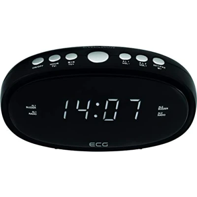 Imagen de ECG RB 010 Radio despertador (sintonizador FM, 10 preselecciones, reloj digital/despertador, por radio/despertador, función de tiempo levantado), color negro