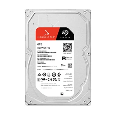 Imagen de Seagate IronWolf Pro, 6 TB, Enterprise HDD interno CMR, 3,5 pulgadas, SATA a Gb/s, 7200 RPM, caché de 256 MB para almacenamiento conectado red RAID, servicios Rescue (ST6000NT001)