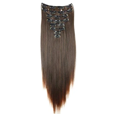 Imagen de CAISHA XL 60cm 7 Piezas Set CLIP IN EXTENSIONS Extensión De Cabello Postizo Liso Mezcla Marrón CE18