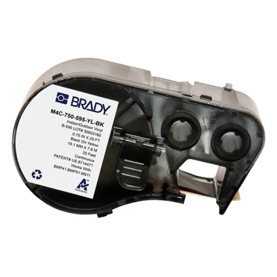 Imagen de BMP53 Brady M4C 750 595 YL BK cinta de vinilo negro sobre amarillo 19,05 mm x 7,62 m