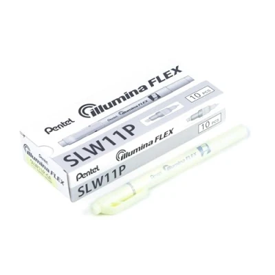 Imagen de Pentel Illumina Flex SLW11P Lote de 10 subrayadores (2 puntas, pastel, amarillo)