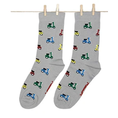 Imagen de Roits Calcetines Vespa Gris Hombre y Mujer de Dibujos Originales Divertidos Estampados Motos Colores Molones Accesorios Regalo (41 46)